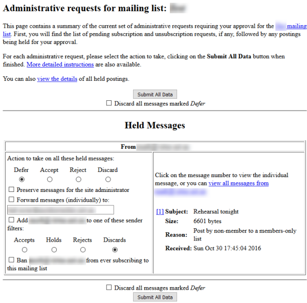 Moderation page