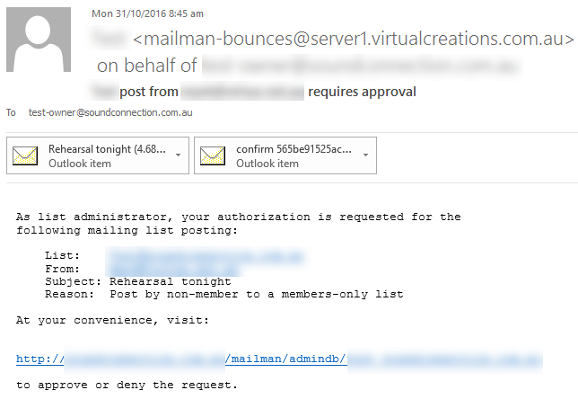 Moderation Email